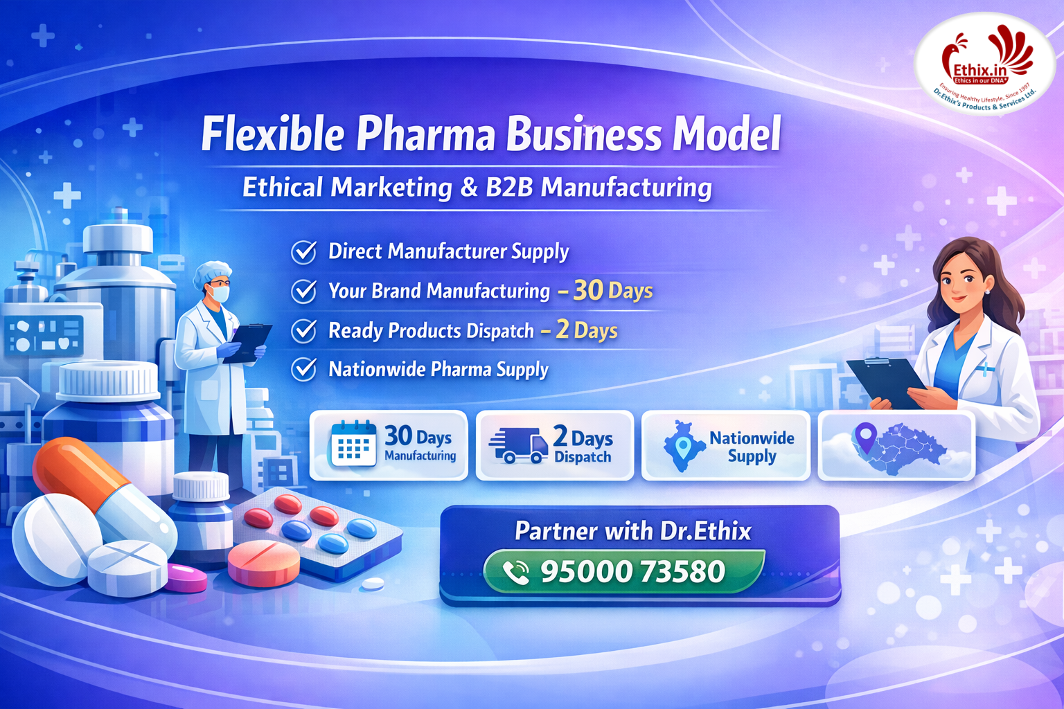 Flexible Pharma Business Model: Ethical Marketing Medicine Supply & B2B Manufacturing by Dr.Ethix